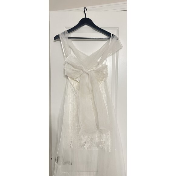 FOR LOVE & LEMONS Lace Mini Dress with Tulle Overlay in White Size Small NWT - Picture 7 of 11